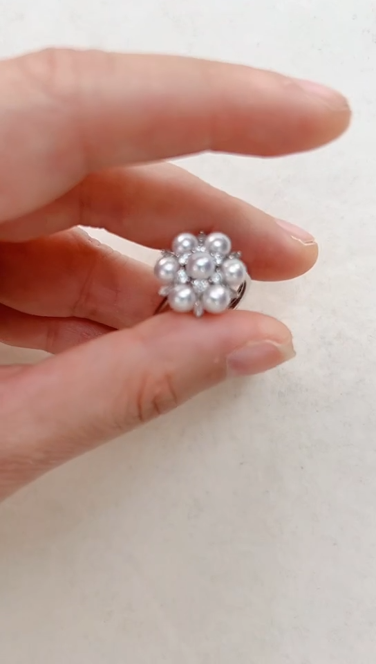 【闪购商品】淡水珍珠戒指合金七珠戒指