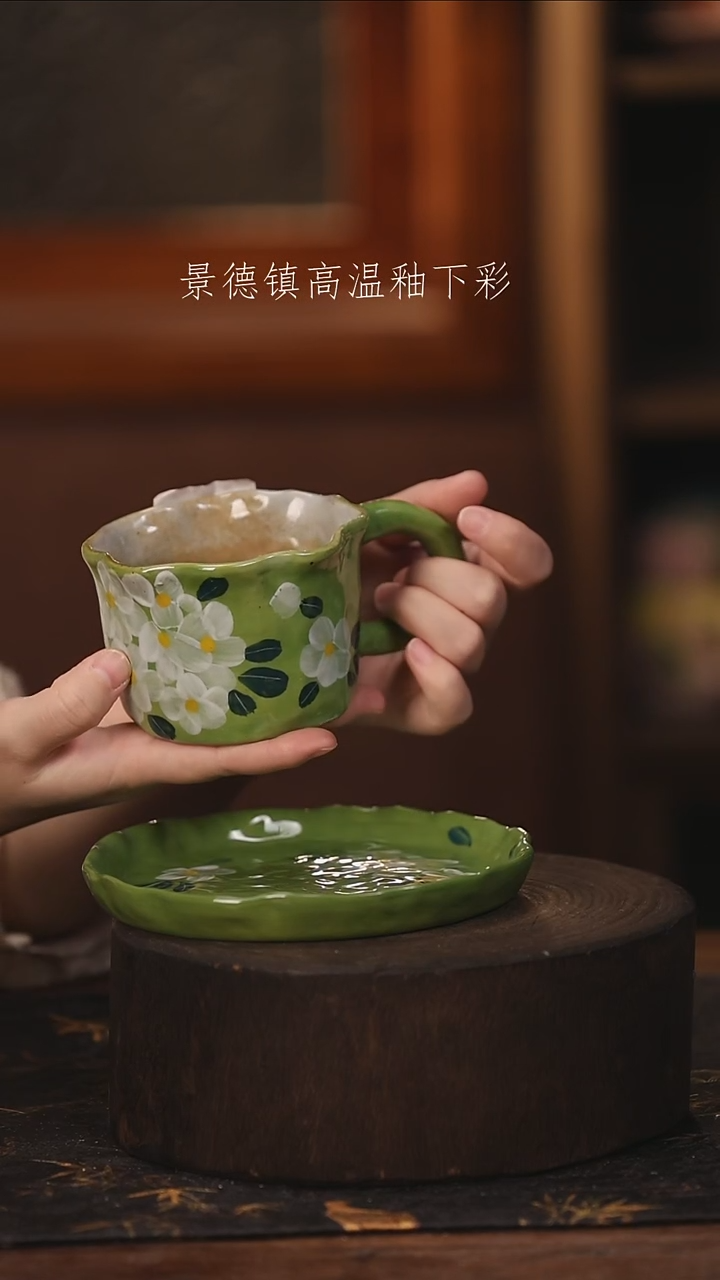 陶瓷景德镇高温釉下手绘陶瓷@L004@