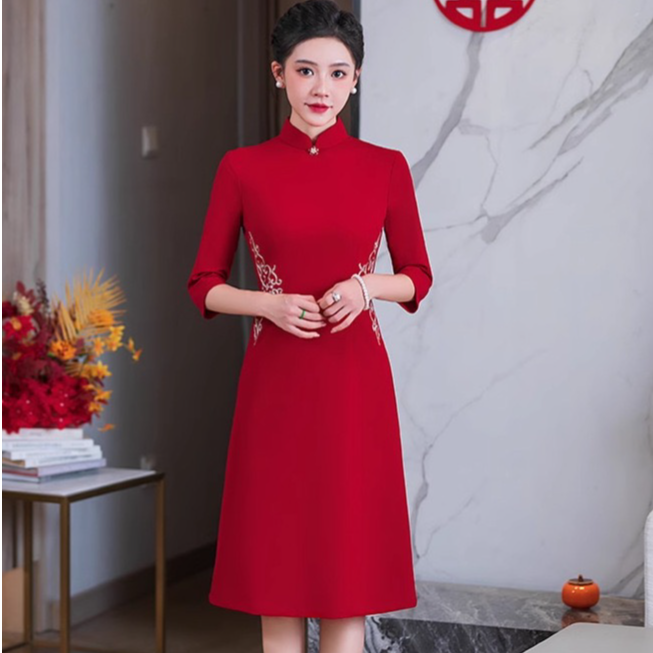 【朱韵】高端旗袍春秋女2025新款日常复古改良国风连衣裙气质长款女