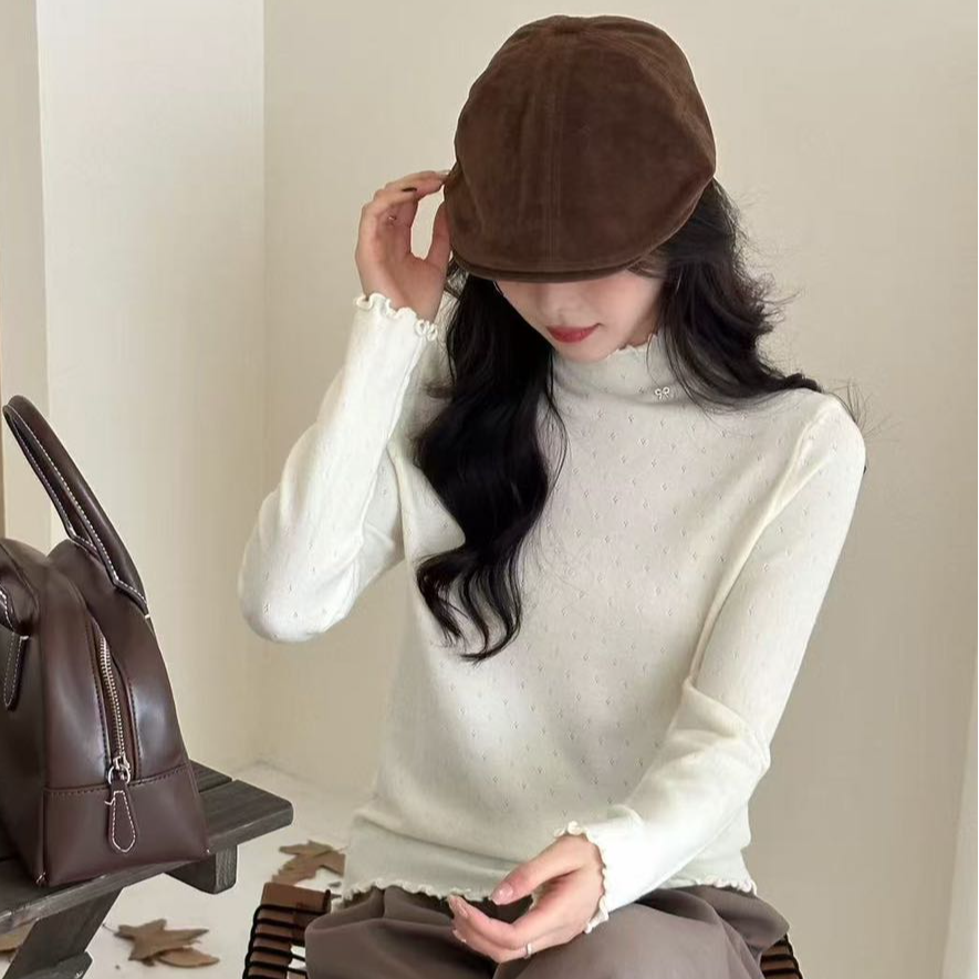 修身型女休闲风长袖毛针织衫秋冬百搭毛衣