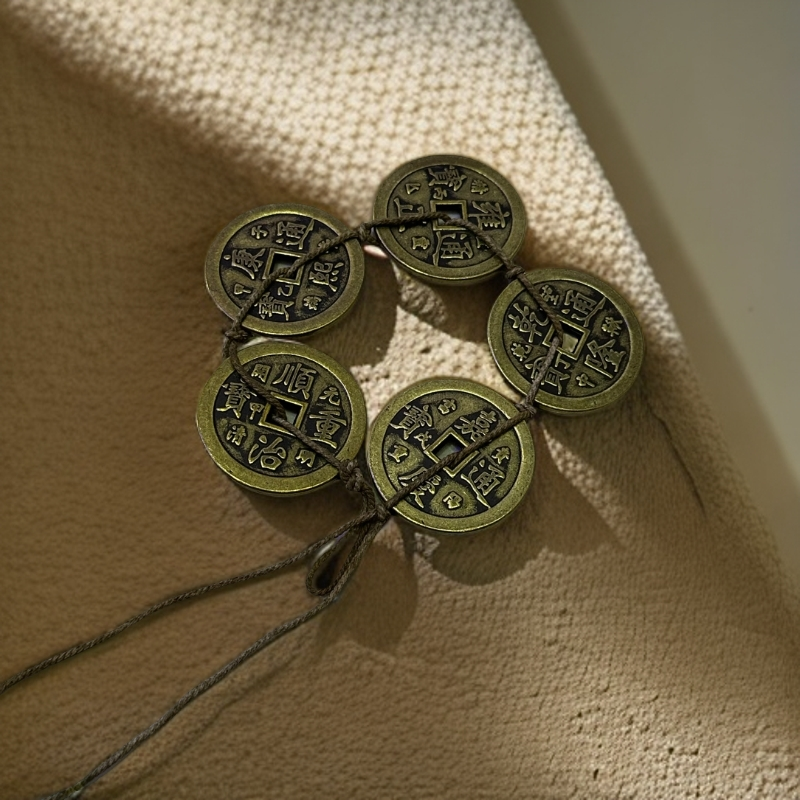 （备选链接）仿古复古五帝钱农村收来的黄铜家具摆件随机发