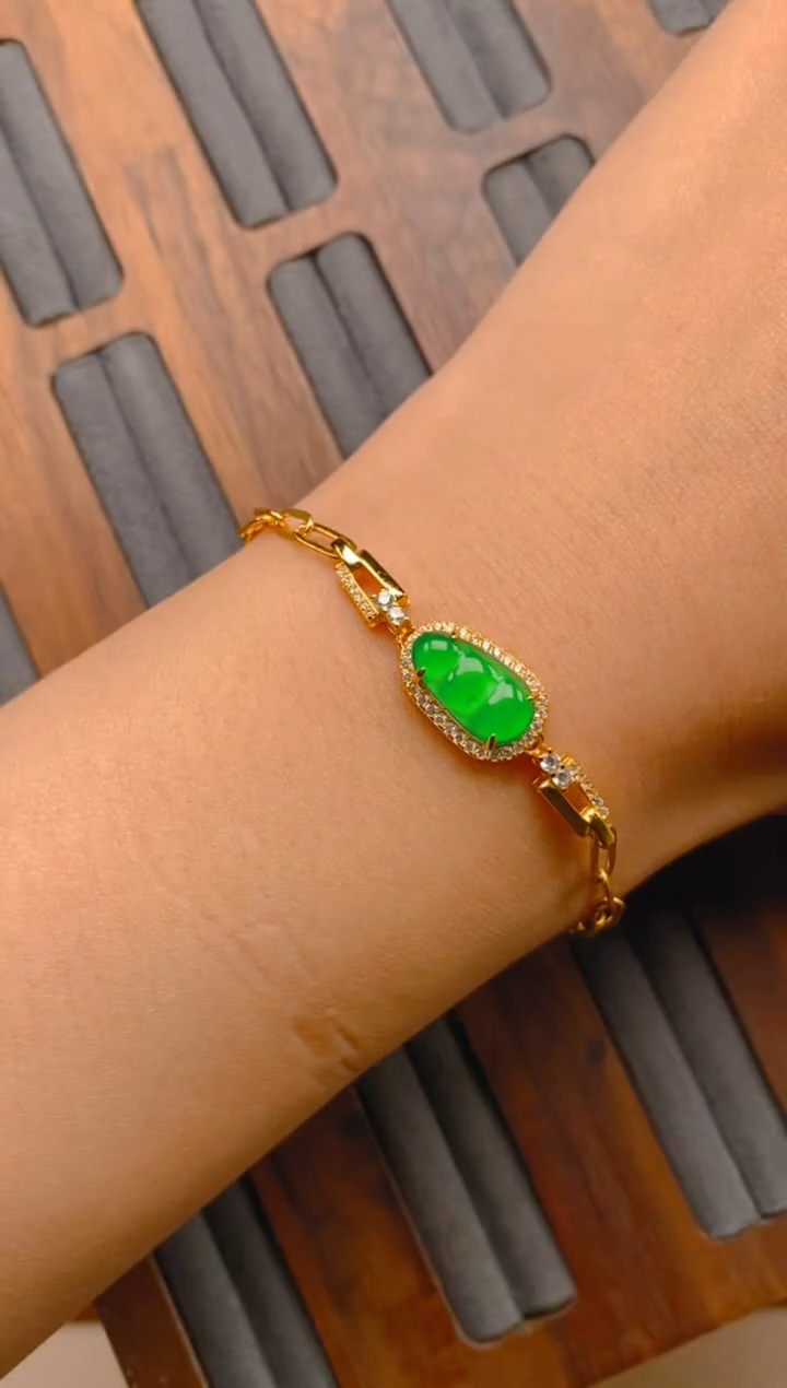 银S925镶嵌翡翠手链豆子手链