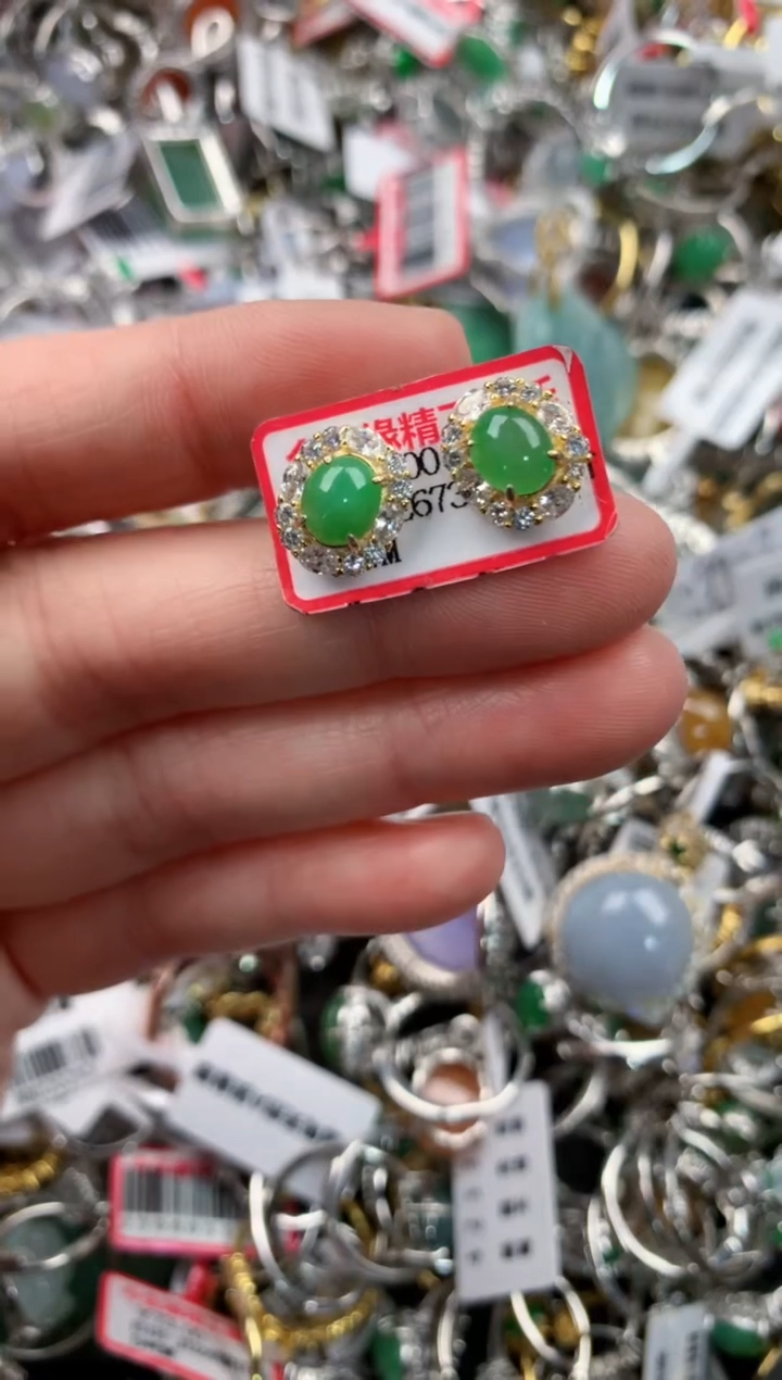银S925镶嵌戒指翡翠555   2