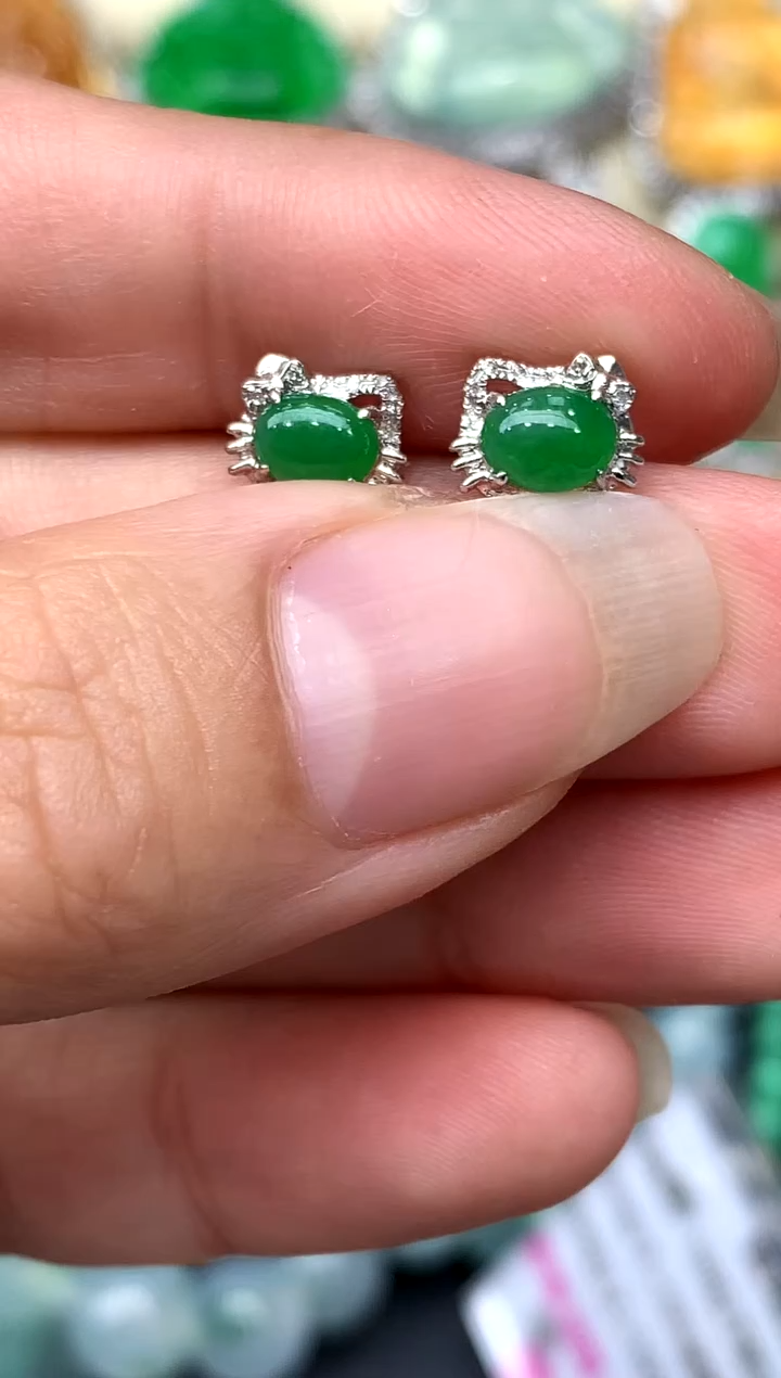 【闪购商品】翡翠耳饰18K金镶嵌223-中国好珍宝