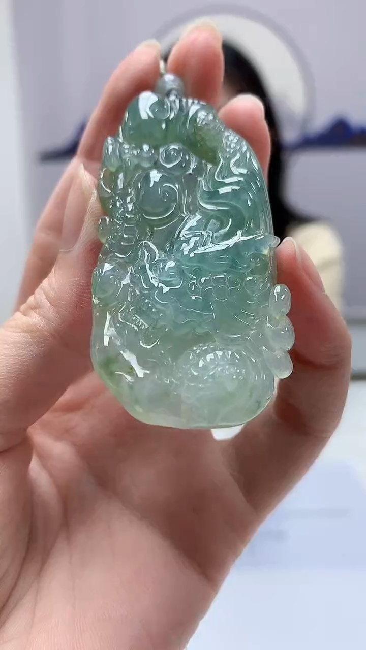 【闪购商品】定制翡翠未镶嵌0405zm-毛货挂件115龙牌