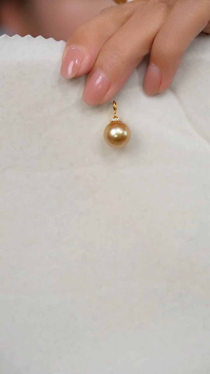 【闪购商品】海水珍珠吊坠(不含链)18K金镶嵌金珠11-12mm