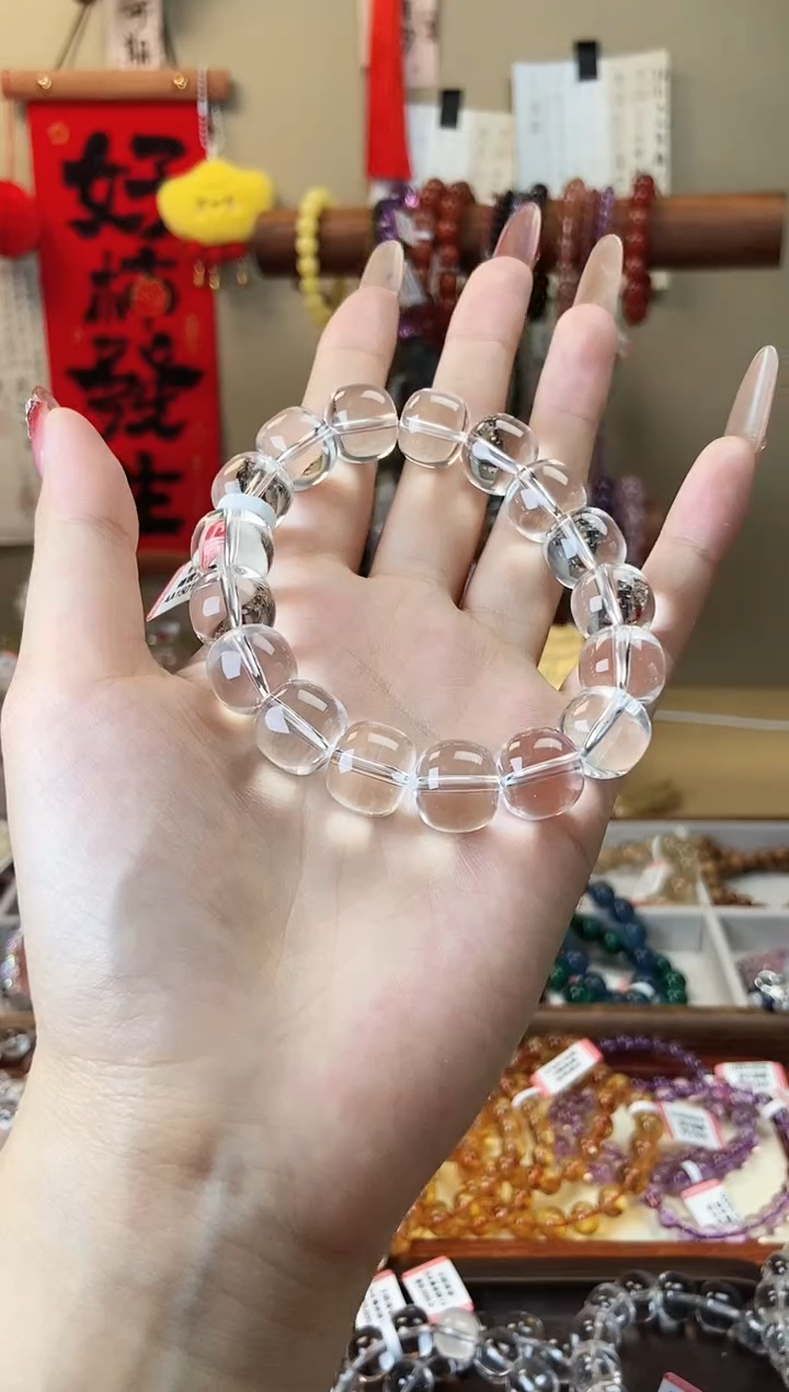 【闪购商品】水晶手链未镶嵌白水晶老型珠13mm