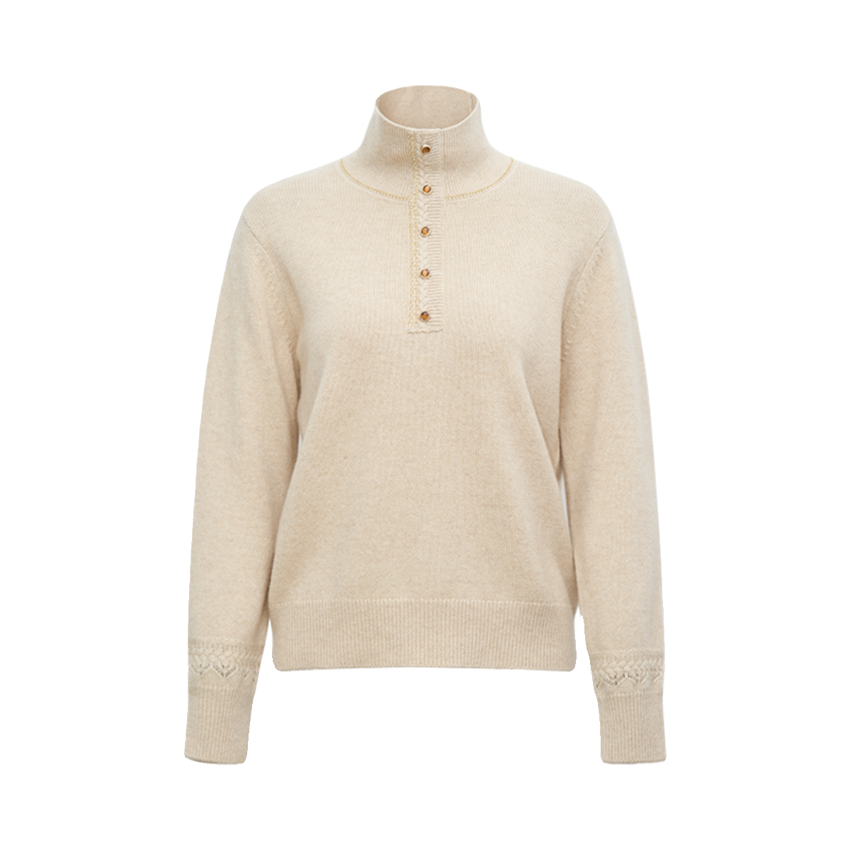 译依YIYI 雕琢松弛 高奢100%纯山羊绒直翻假门襟高领毛衫BDSMY006