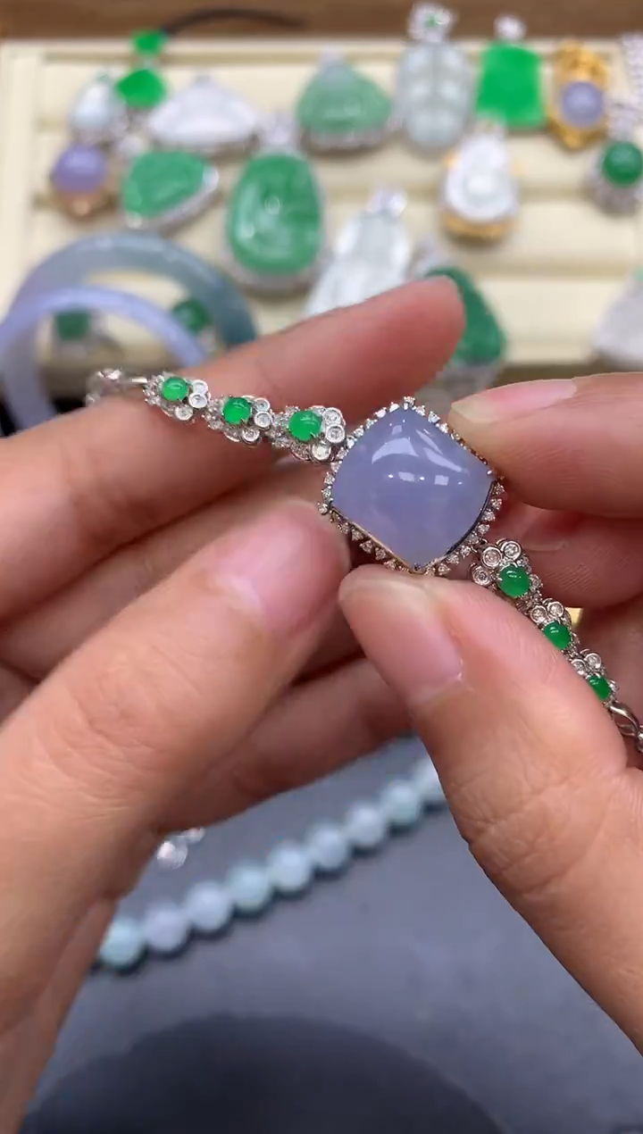 【闪购商品】翡翠手链18K金镶嵌319 -中国好珍宝