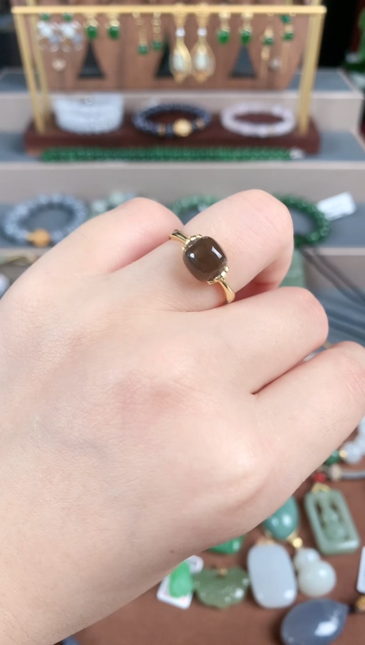 银S925镶嵌戒指和田玉1