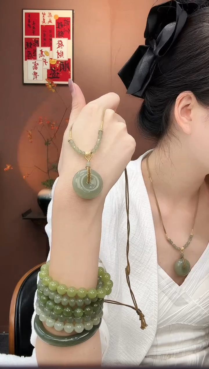 颈饰未镶嵌和田玉30mm平安扣多样性发一