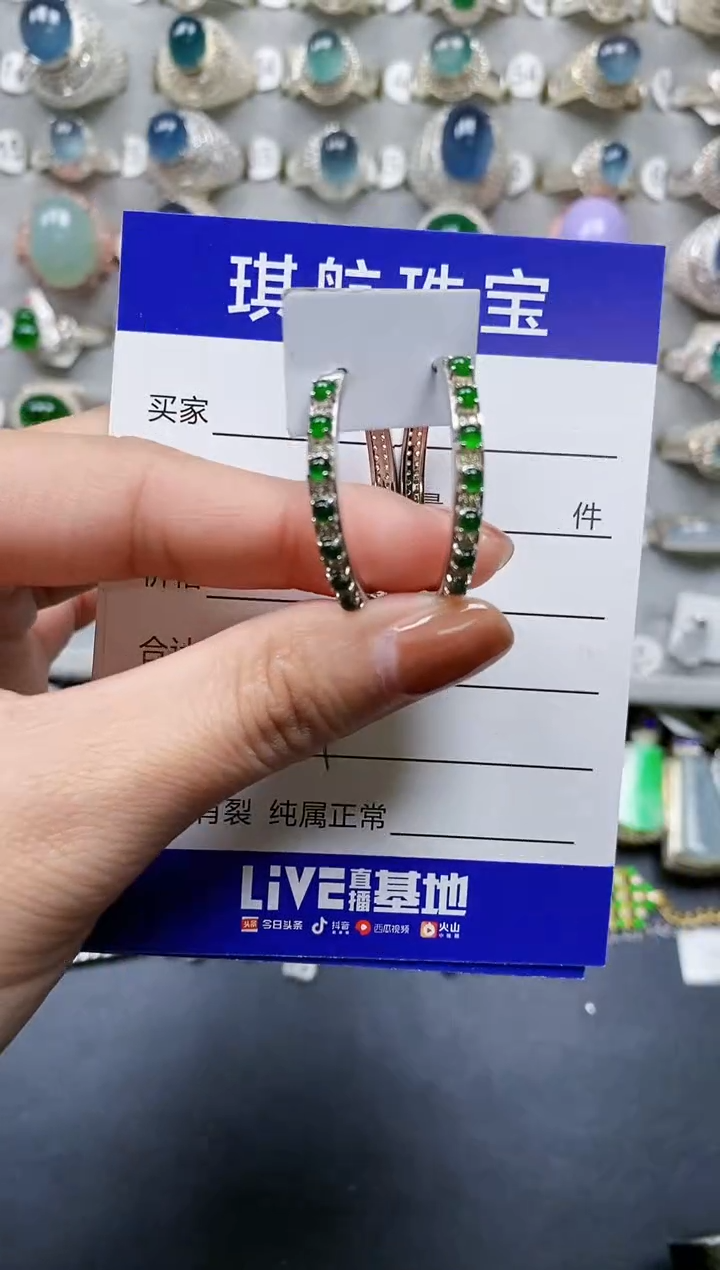 【闪购商品】翡翠耳饰银S925镶嵌0734