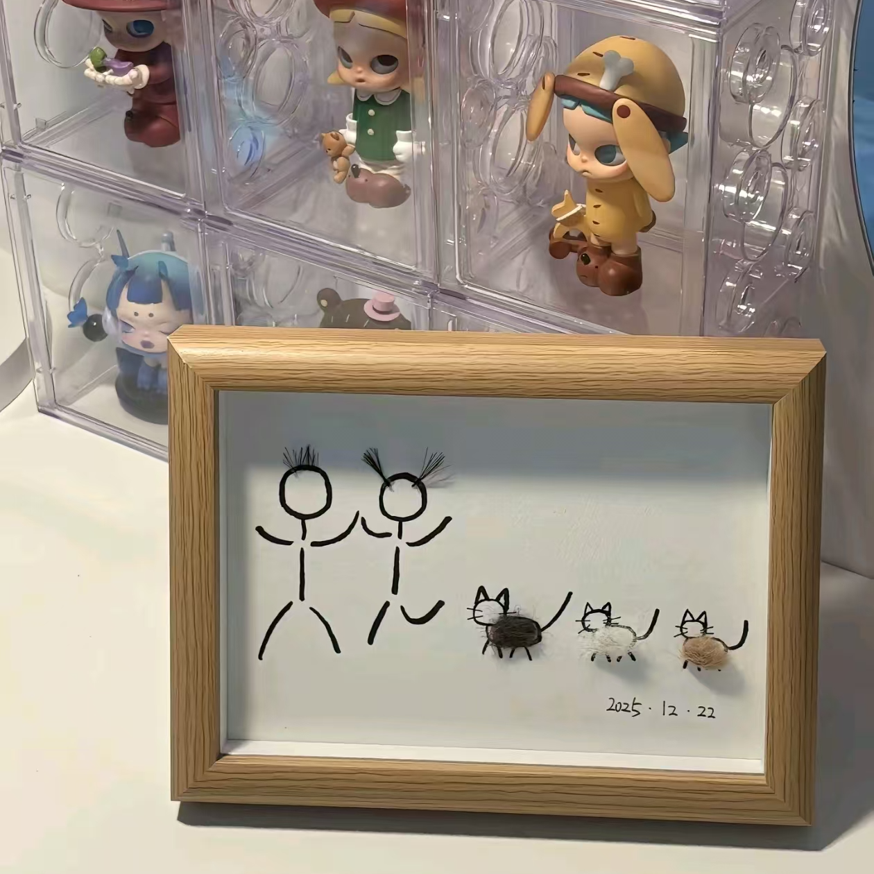 【仙蒂】情侣猫猫狗狗毛发相框DIY手工摆件宠物纪念汽车摆件饰品