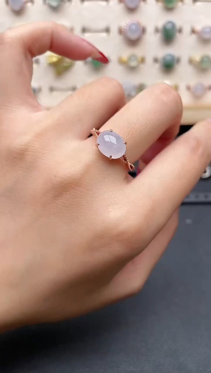 【闪购商品】翡翠戒指银S925镶嵌一物一证一礼盒