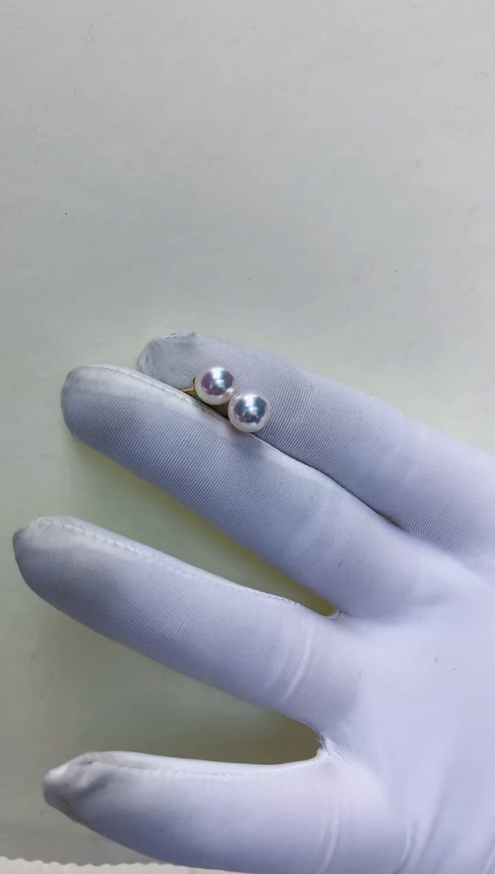 【闪购商品】海水珍珠商品18K金镶嵌7.5-8素钉定制