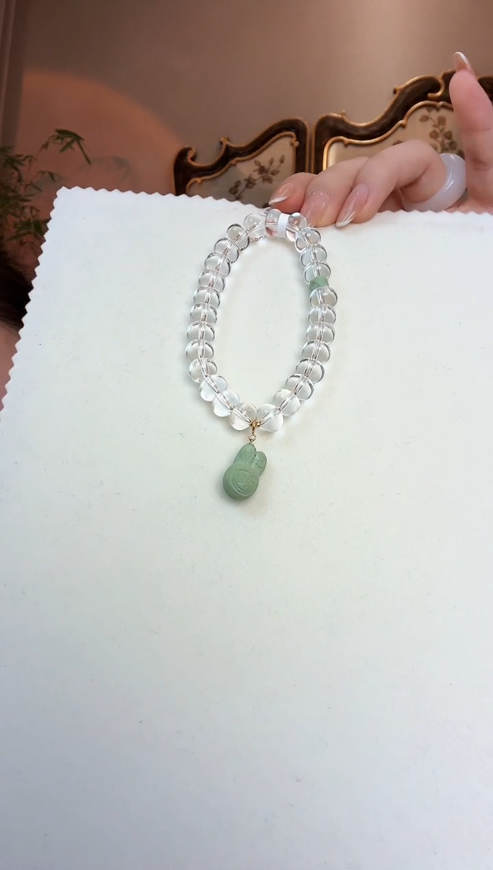 【闪购商品】水晶手链未镶嵌绿松拉布布白水晶手串