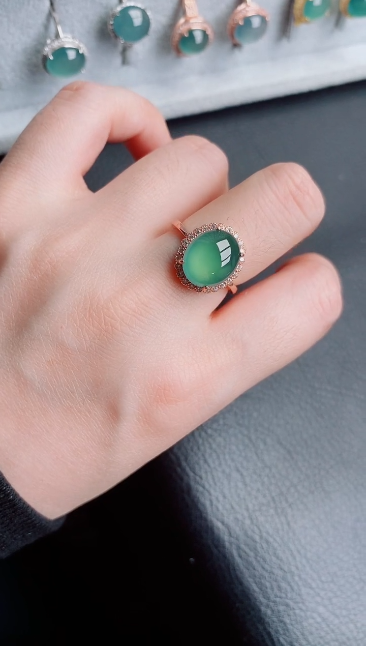 【闪购商品】翡翠戒指银S925镶嵌天然a货翡翠221