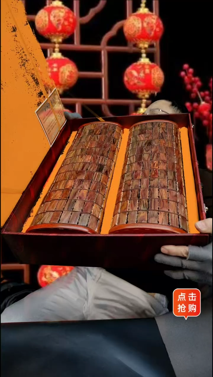 【闪购商品】黄花梨/降香黄檀把件海黄野油枕头摆件一对