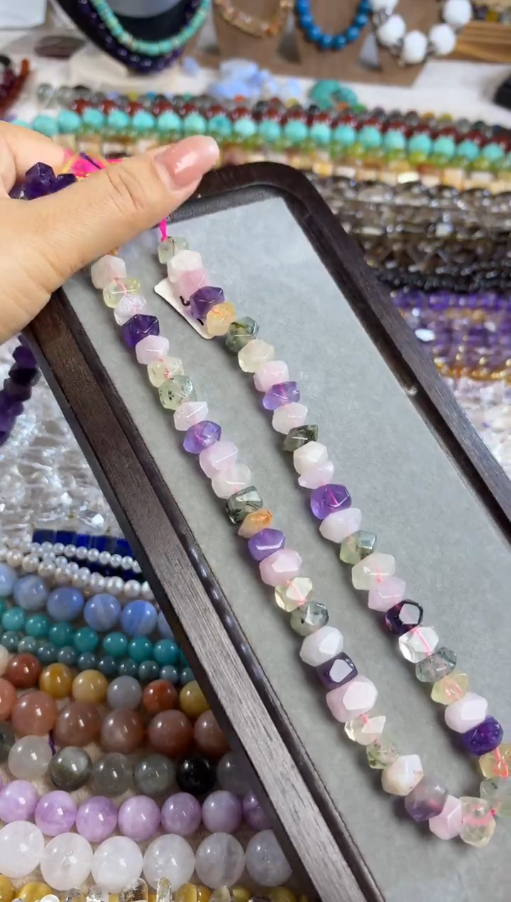 未镶嵌玛瑙/玉髓珠宝半成品多宝八角 38厘米