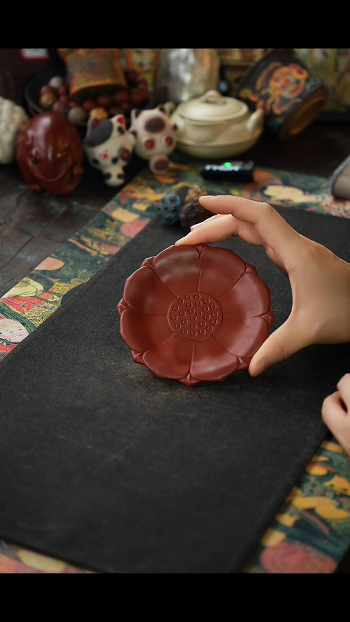 刻绘莲紫砂茶盘3423423324