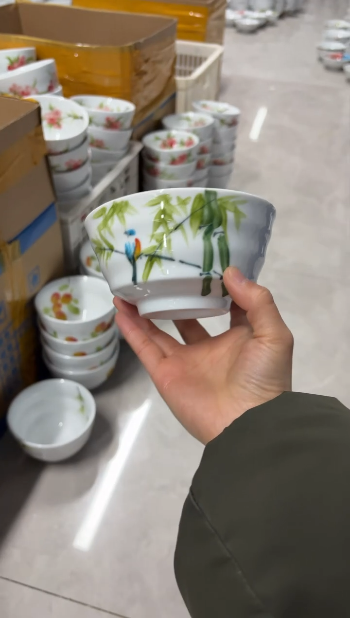 景德镇高温陶瓷食品级手绘釉中彩餐具-小高脚