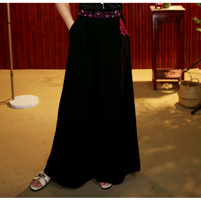 【红樱】柒夫人高定民族风口袋版刺绣裤裙-蓉蓉