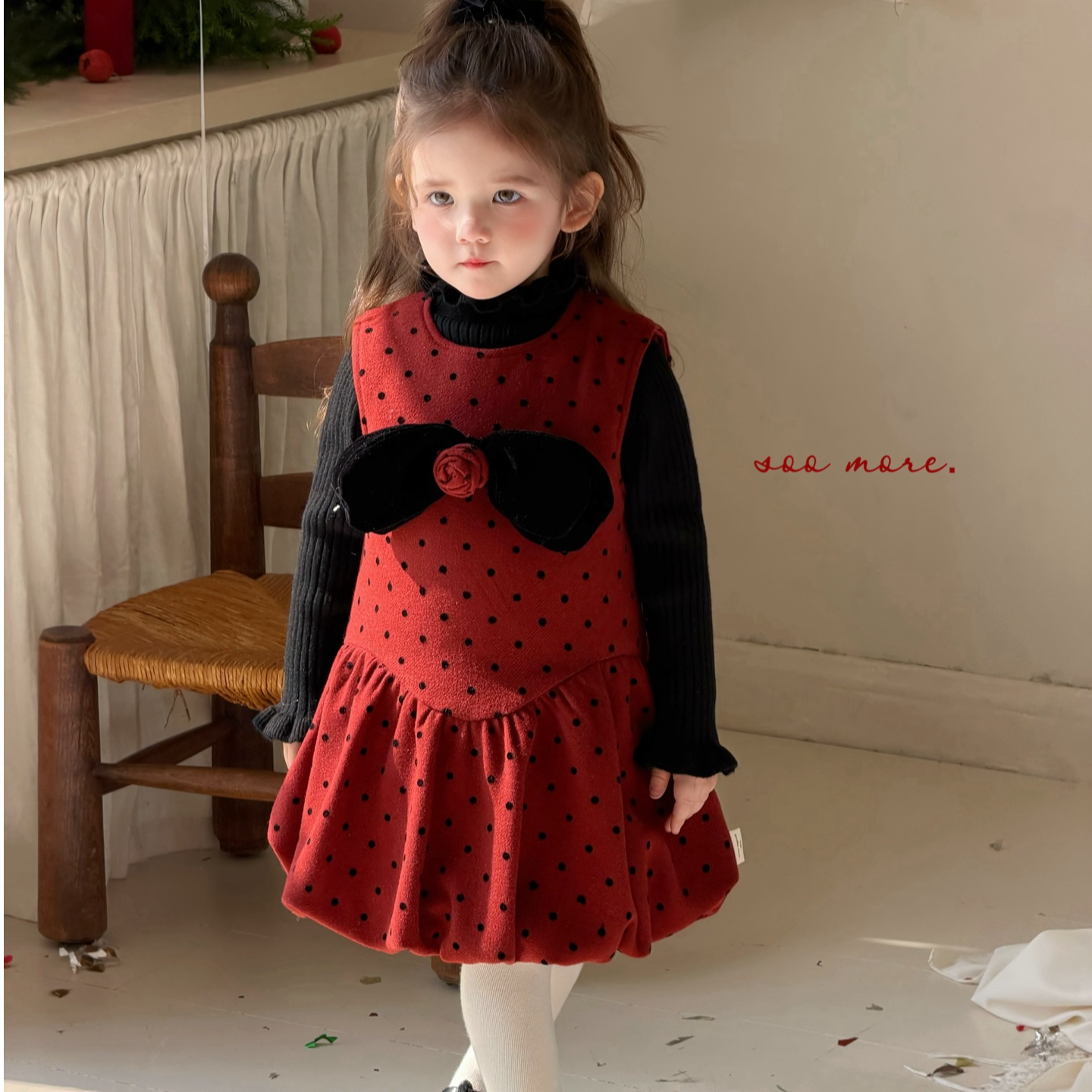 SM---8503---蝴蝶结波点背心裙---红色---NO退NO换