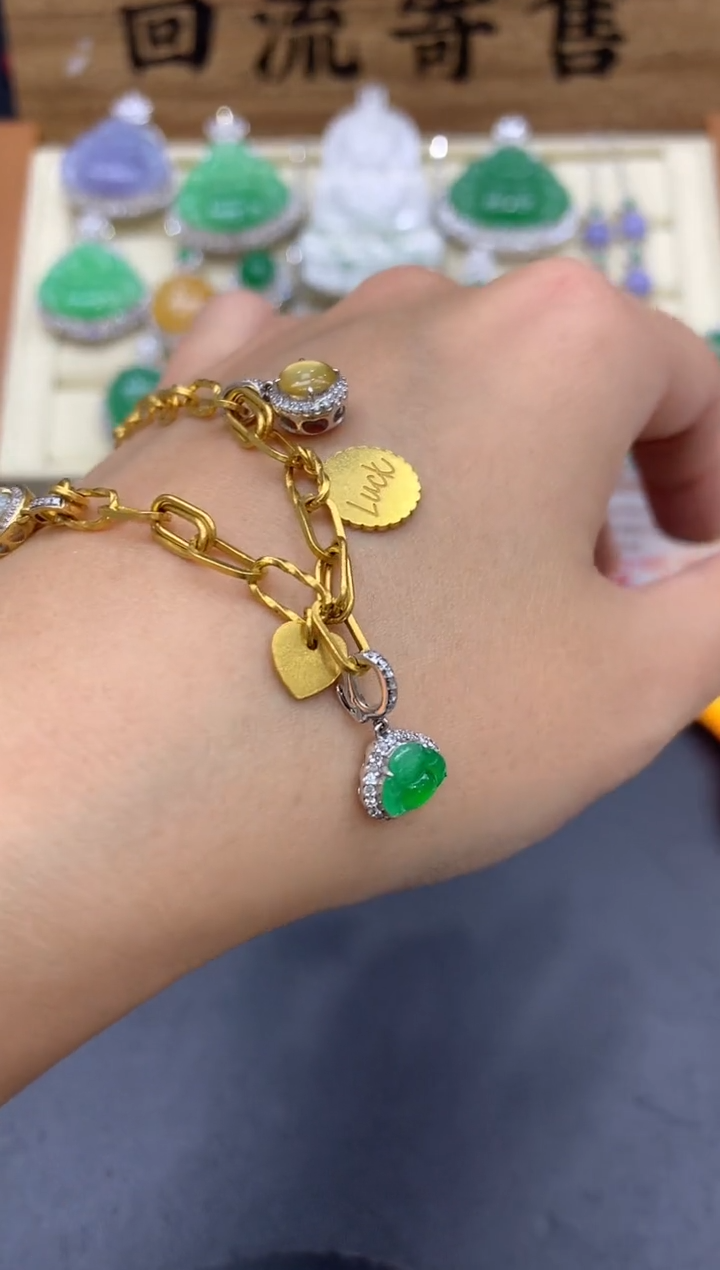 【闪购商品】翡翠手串18K金镶嵌569-中国好珍宝