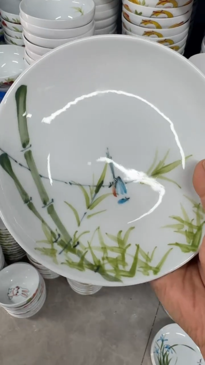 瓷片景德镇高温陶瓷食品级手绘釉中彩-浅盘