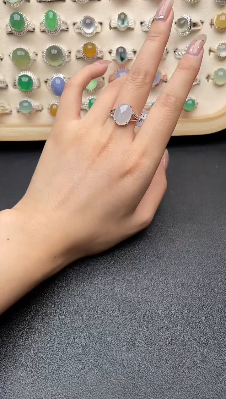 【闪购商品】翡翠戒指银S925镶嵌一物一证一礼盒