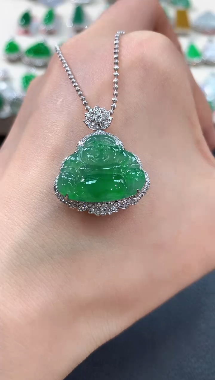 【闪购商品】翡翠吊坠(不含链)18K金镶嵌b117       