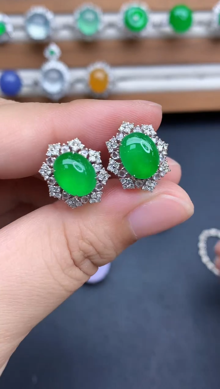 18K金镶嵌翡翠耳饰639-中国好珍宝