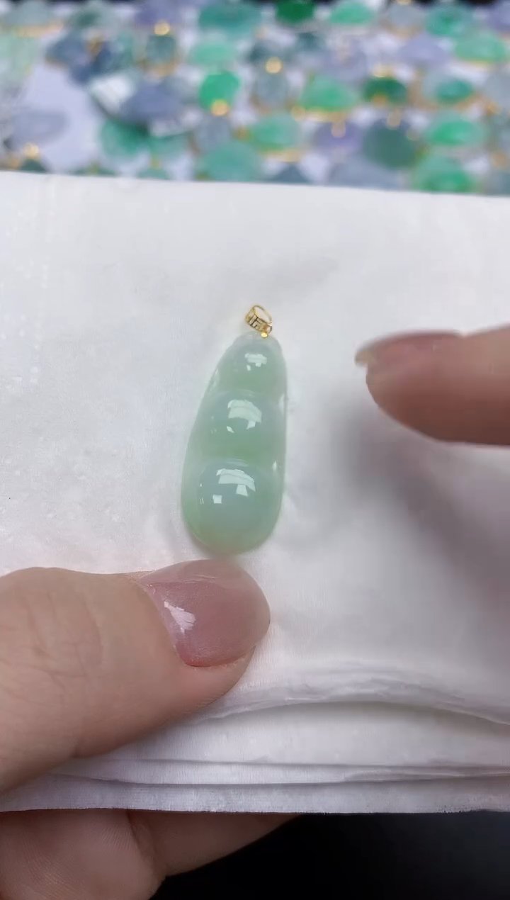 【闪购商品】翡翠颈饰18K金镶嵌天然缅甸翡翠A货