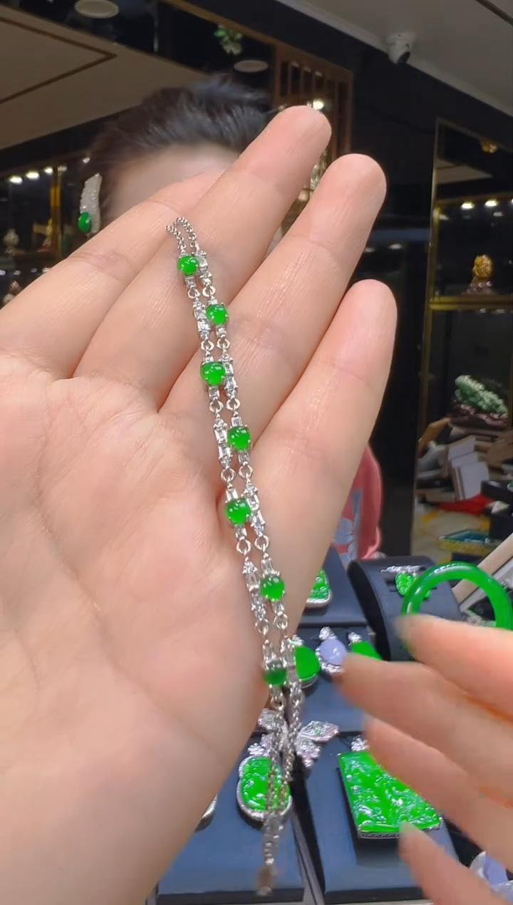银S925镶嵌手链翡翠130（多样性发其一）