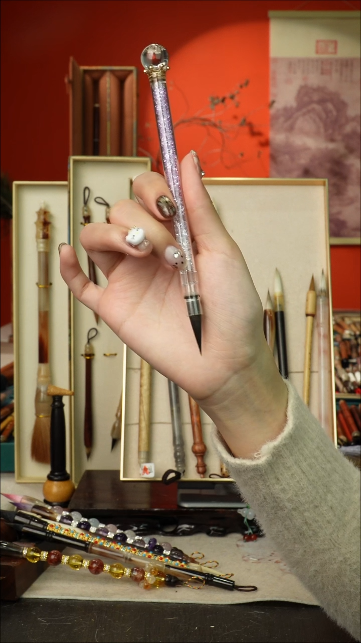 313号闪孤品高货毛笔链接 清水试笔 蘸墨不退