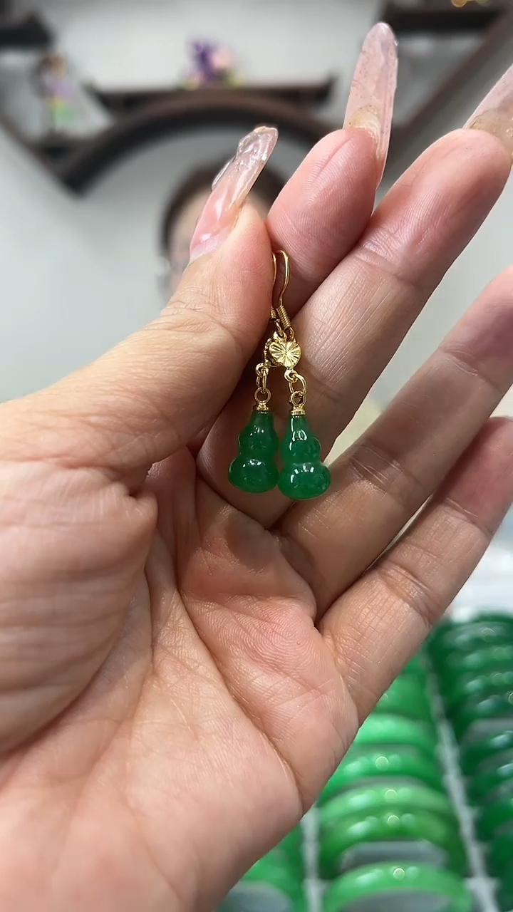 【闪购商品】翡翠耳饰未镶嵌闪18 耳坠