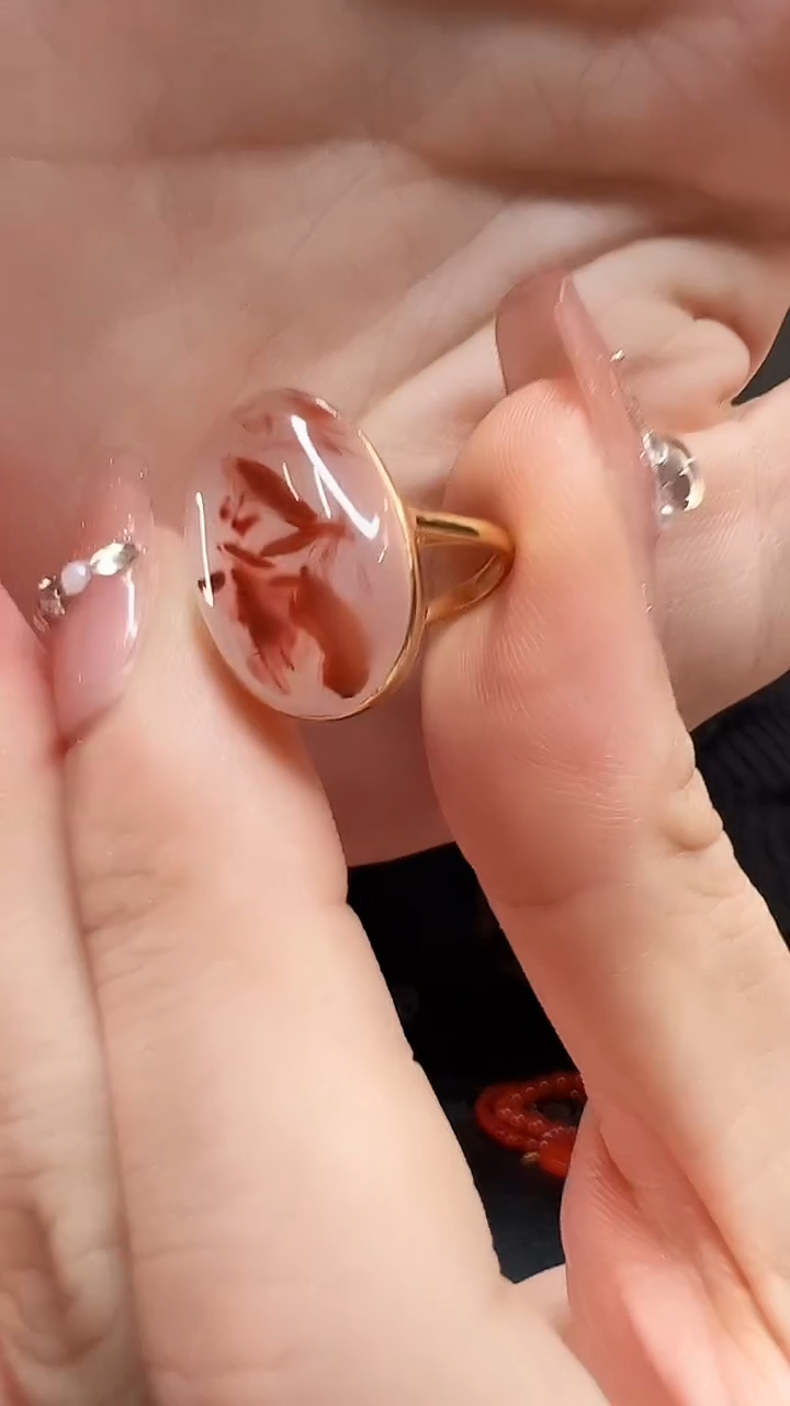 【闪购商品】南红玛瑙戒指18K金镶嵌/