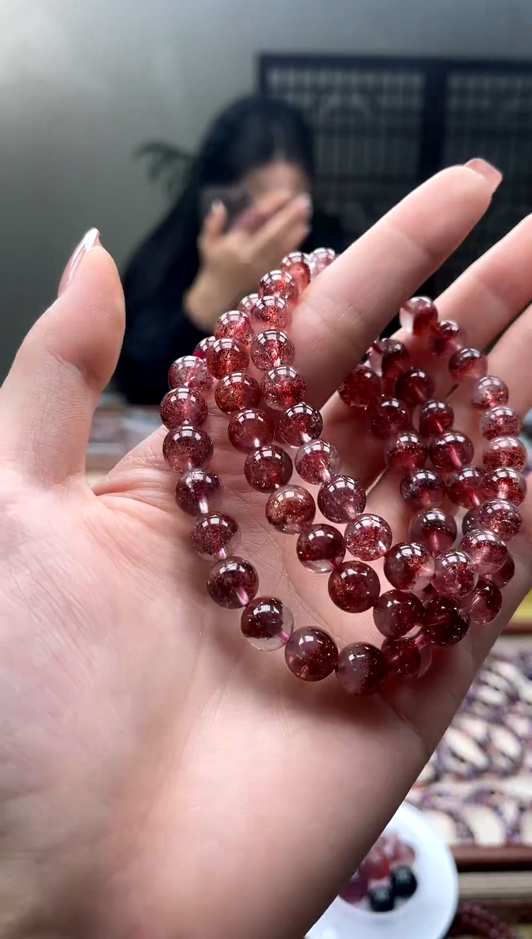 未镶嵌手串水晶【迎迎甄选】超七金草莓手串8mm多样性发一