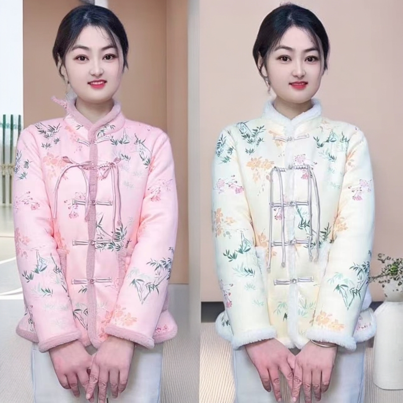 2025冬季新款中国风加厚加绒中式棉服复古女士棉衣【梅兰竹菊】正版