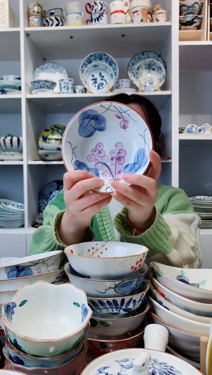 【闪购商品】钛合金日本进口蓝染葡萄小圆钵