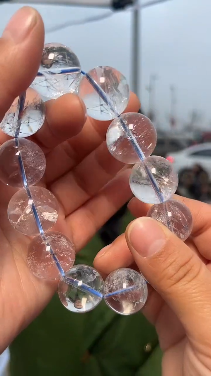 【闪购商品】水晶手链未镶嵌天然白阿赛手串多样性发一20mm