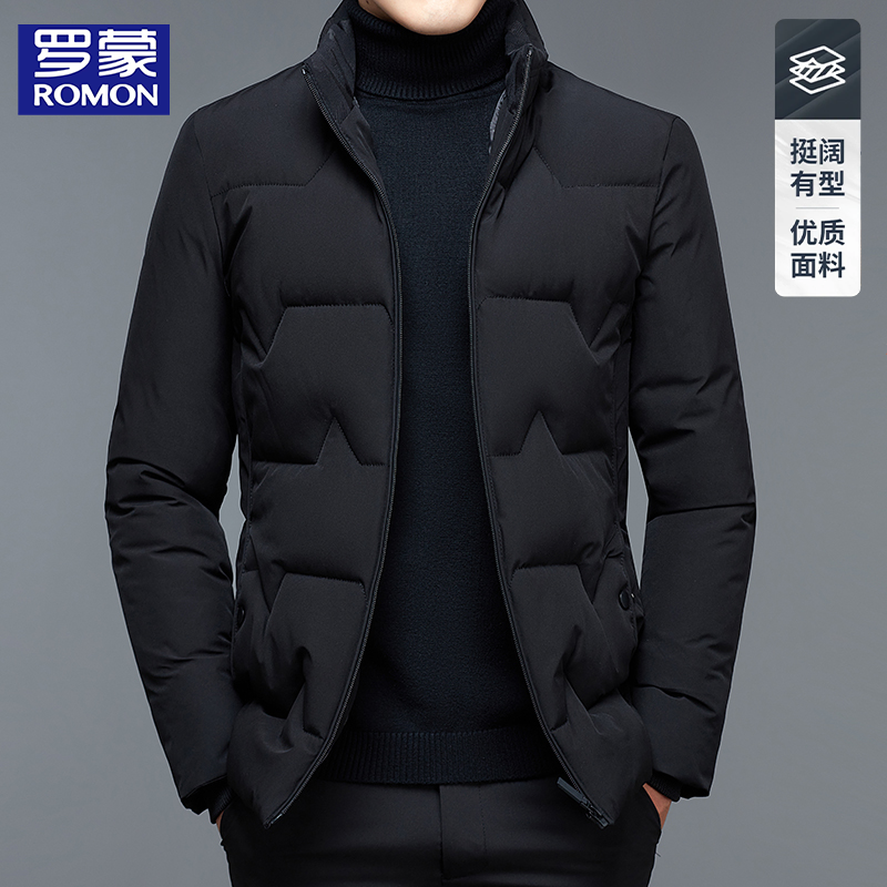 罗蒙男士棉衣秋冬新款棉服商务休闲加厚保暖棉袄中年冬装外套男