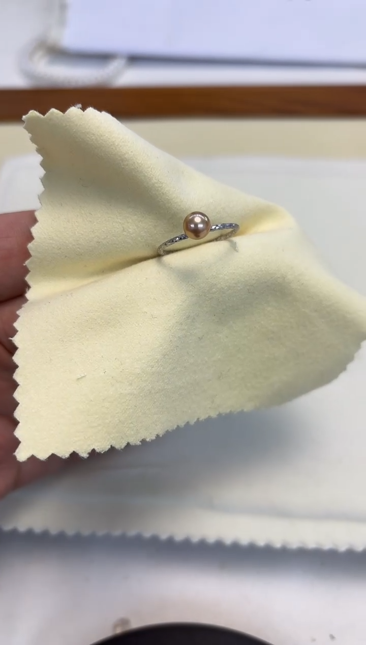 银S925镶嵌戒指淡水珍珠戒指