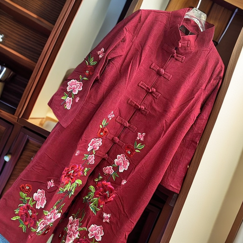 9129新款春秋民族风刺绣风衣