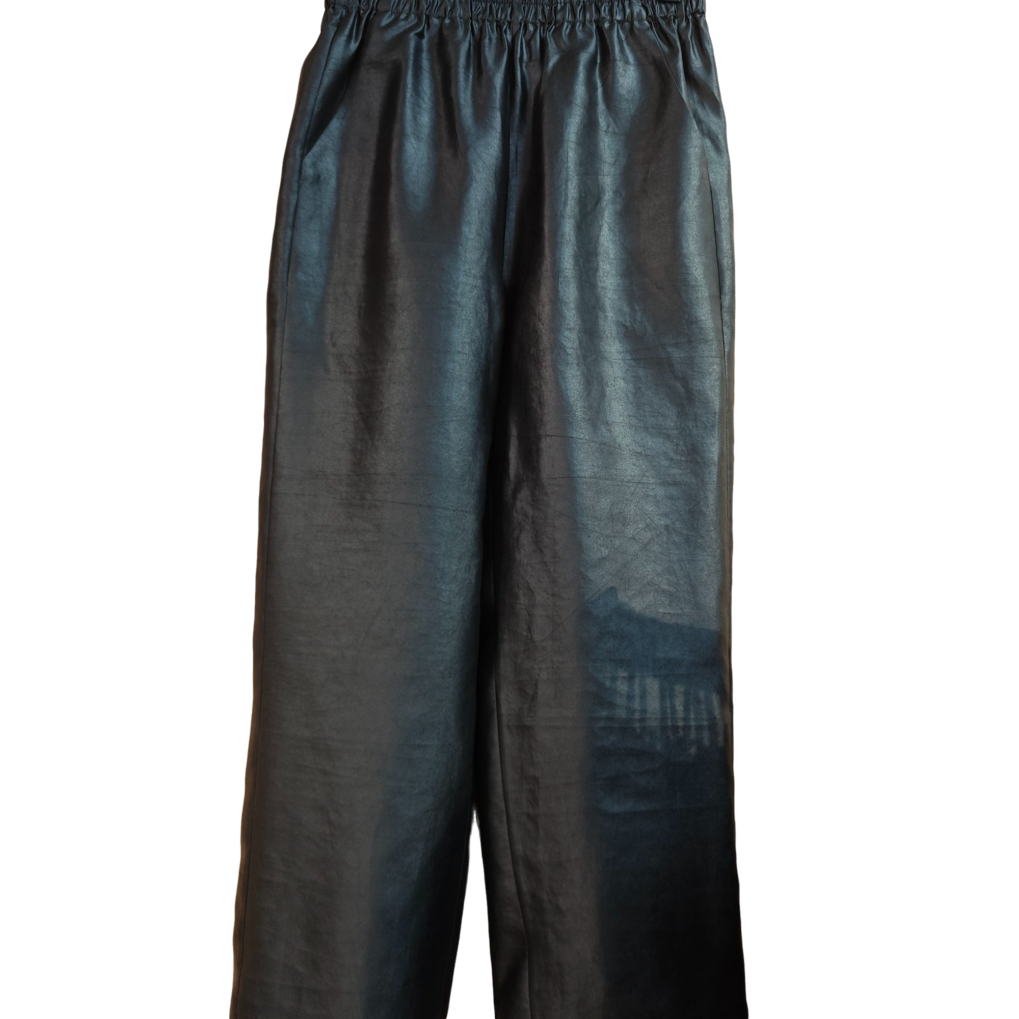 原色桑蚕丝素平锻直筒裤，百分百桑蚕丝，面料透气