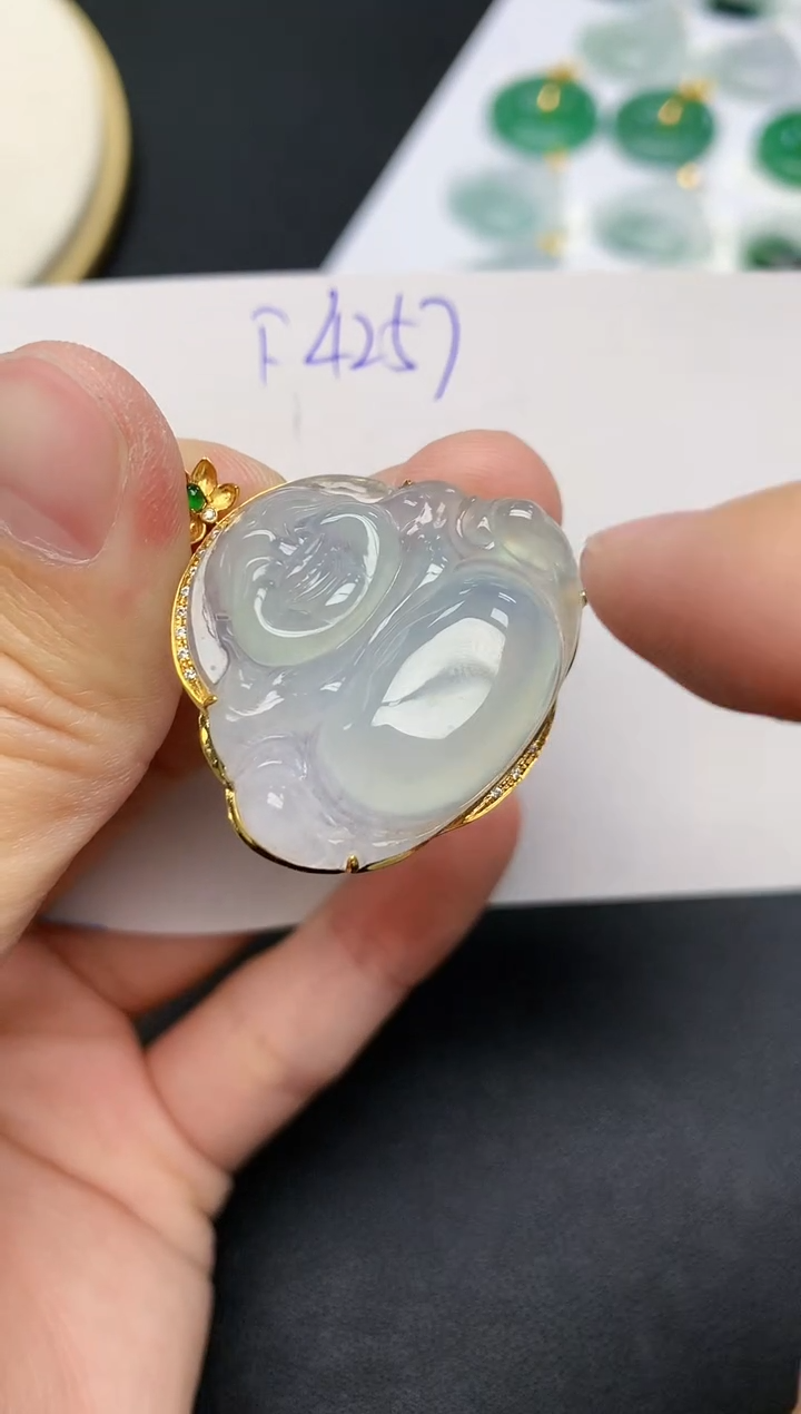 颈饰18K金镶嵌翡翠天然缅甸A货翡翠百元以上9元证书费自理