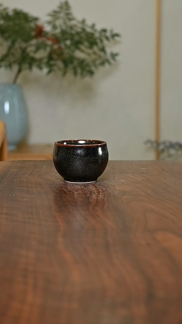 缸杯 矿石釉 微瑕 桑麻款