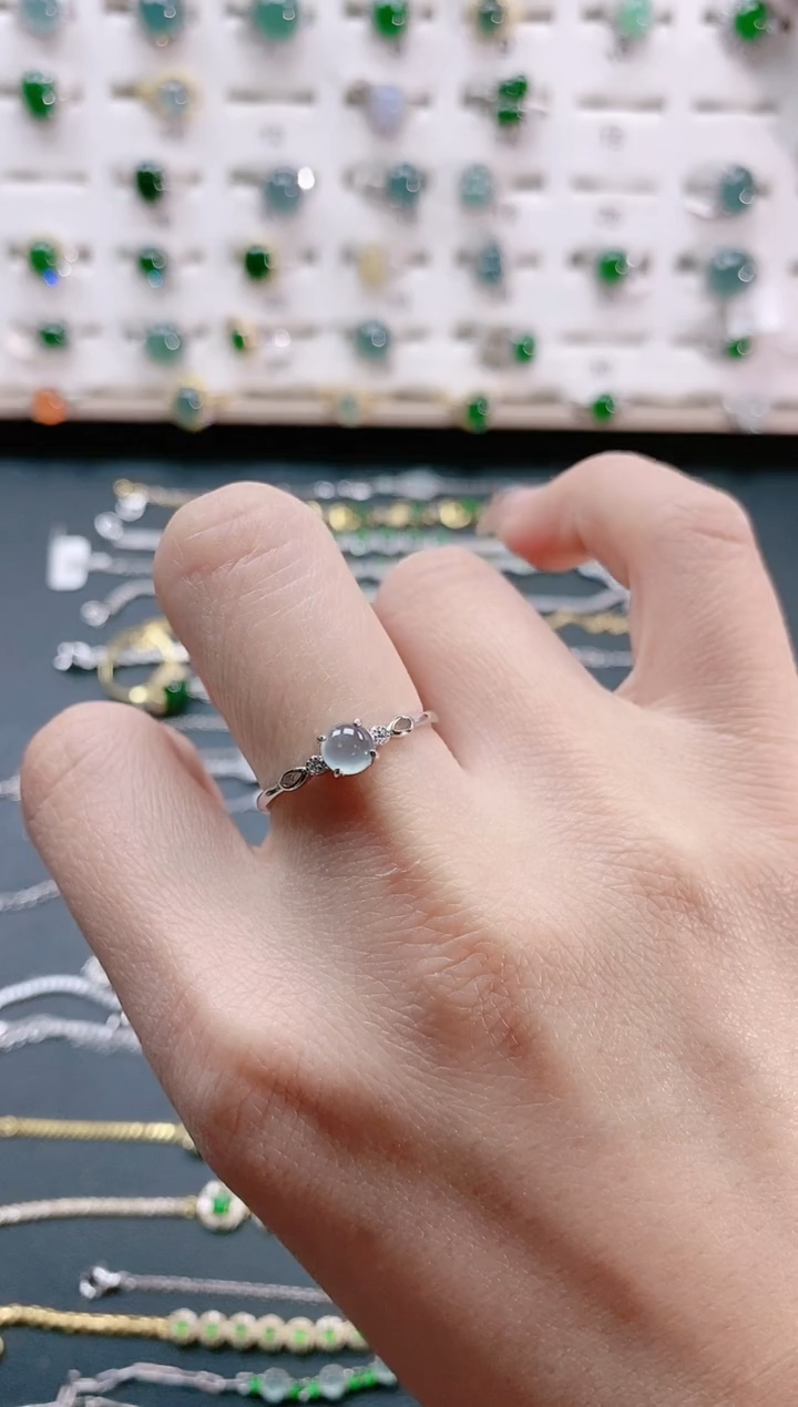 【闪购商品】翡翠戒指银S925镶嵌天然翡翠