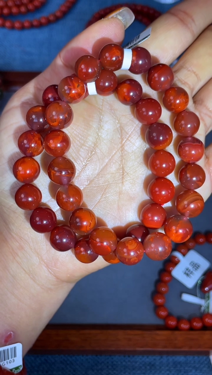 未镶嵌手串南红玛瑙N16凉山瓦西料满妖火焰单圈多样性发其一