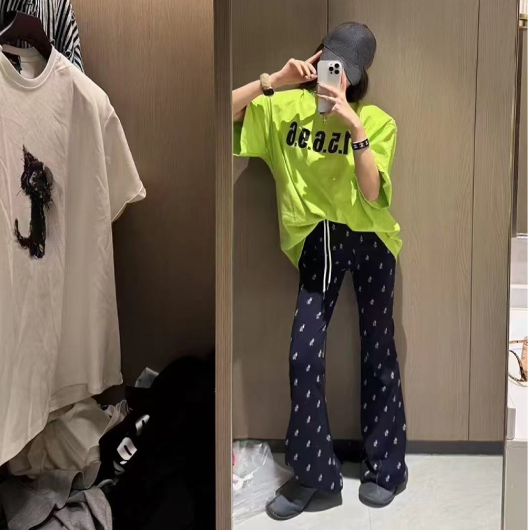 大娜小众~时尚百搭韩版荧光色半袖T恤